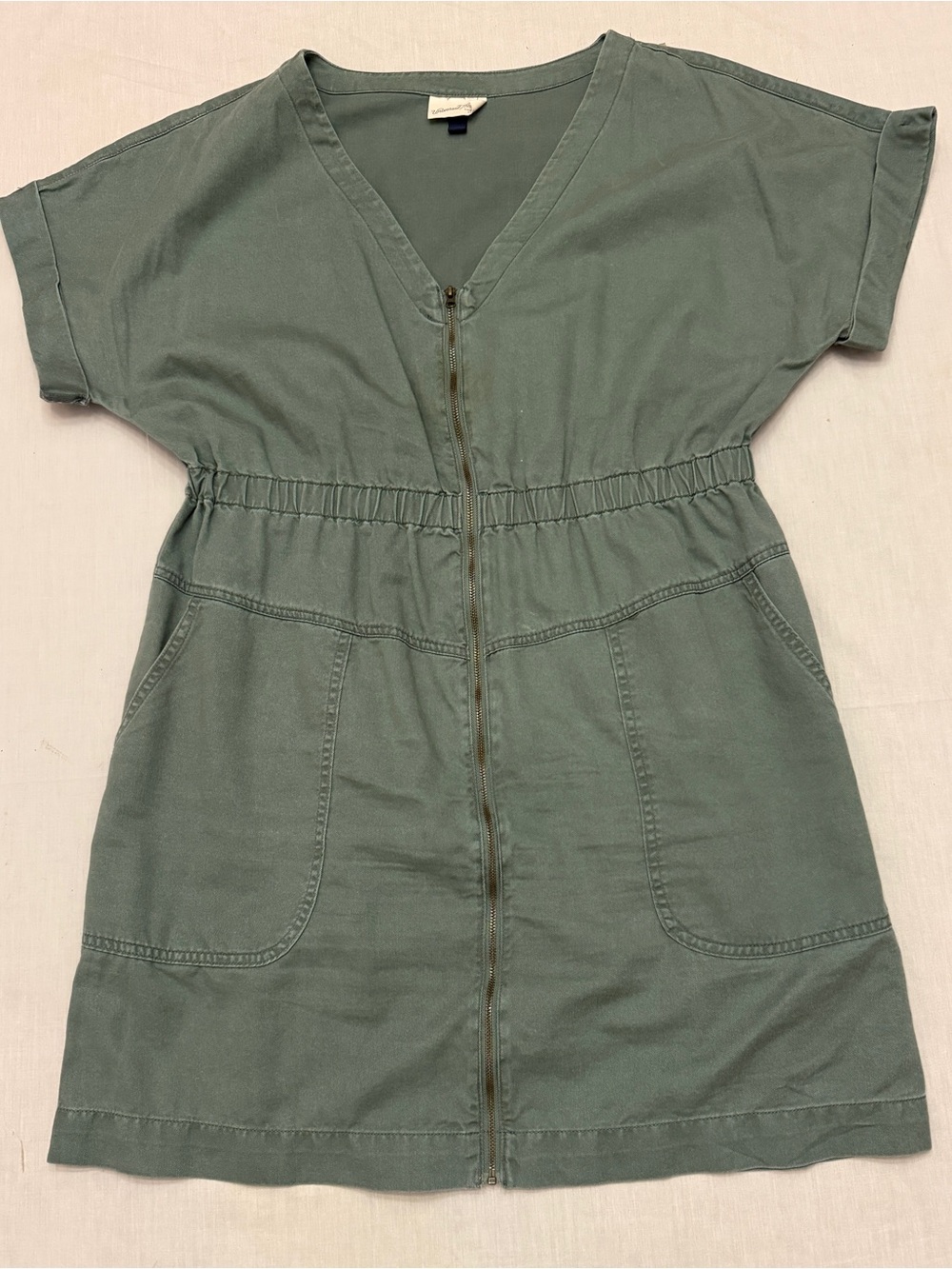Universal Thread Olive Green Zip-Front Midi Dress